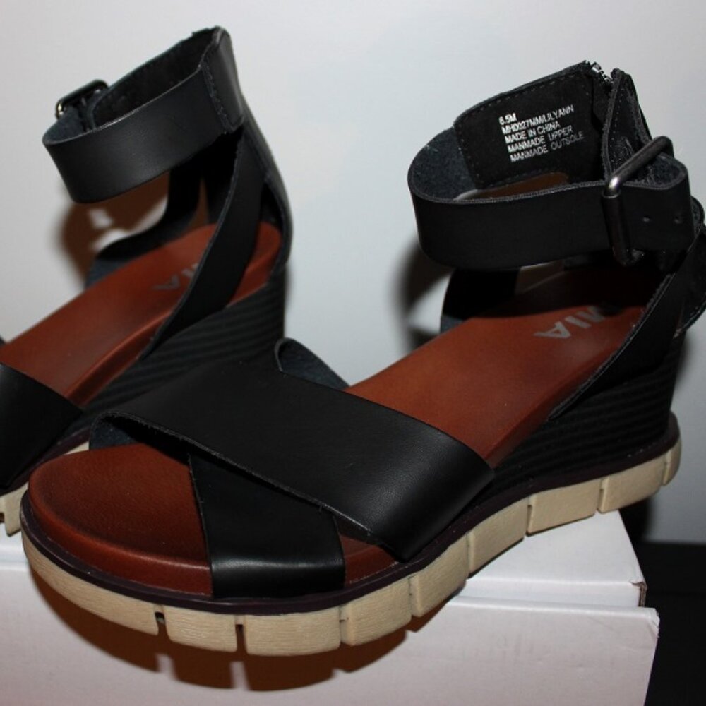 MIA sandals, black w/buckle ankle strap - Picture 2 of 4